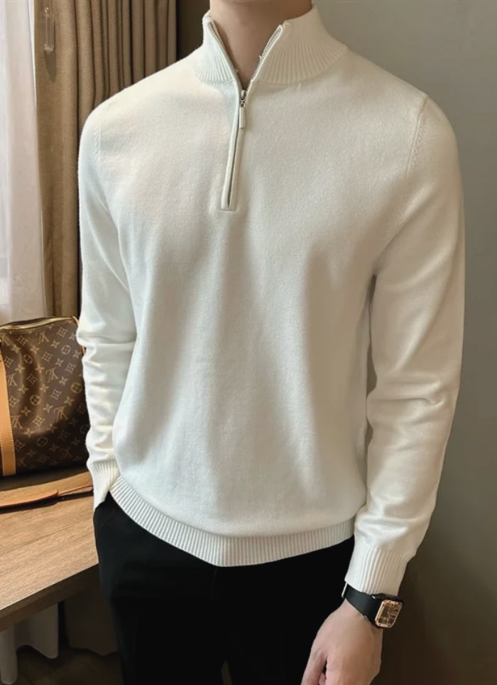 Half-Zip Knit Sweater - White