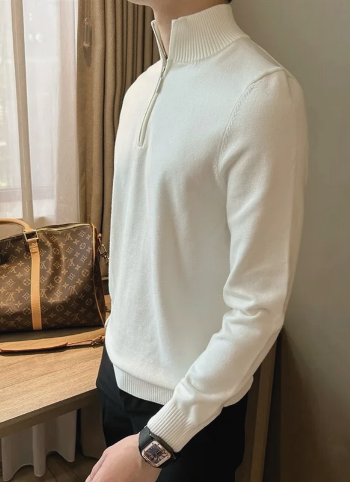 Half-Zip Knit Sweater - White