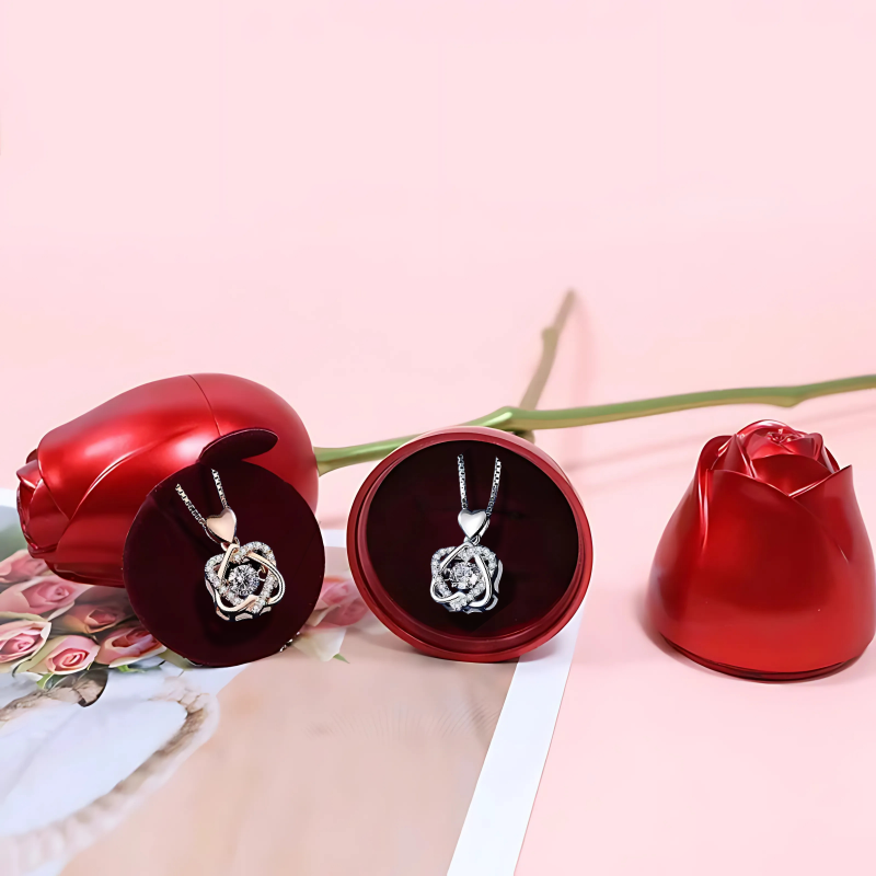 Heart Necklace+ Metallic Rose