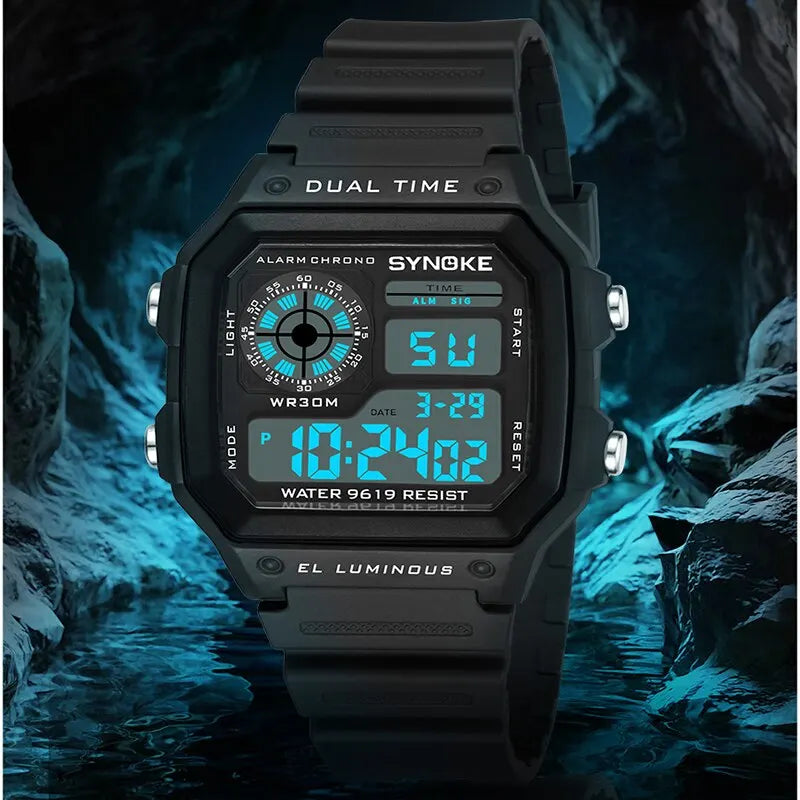 SYNOKE Military Digital Watches Men Sports Luminous Chronograph Waterproof